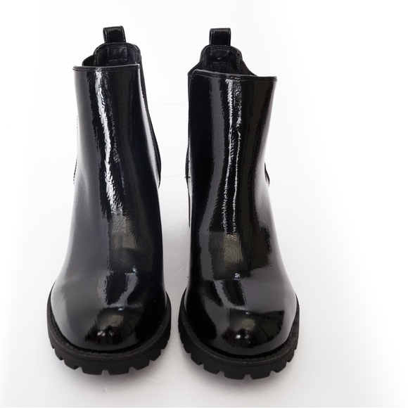 Patent leather look lug sole Chelsea boot black Dirty Laundry Lita 8.5 fall boot - Picture 3 of 16